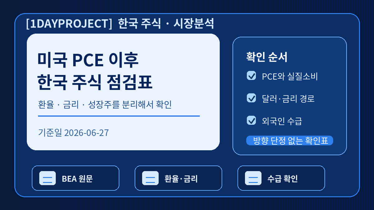 미국 PCE 발표 이후 한국 주식 환율 금리 성장주 체크리스트
